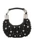 Chloé Embellished Handheld Bag, £180, Handbags, Black, Satin, Front view